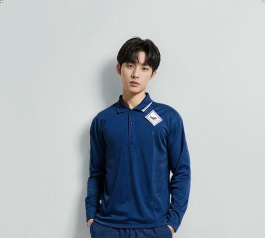 Men's Solid Color Polo Shirt - Polyester Material