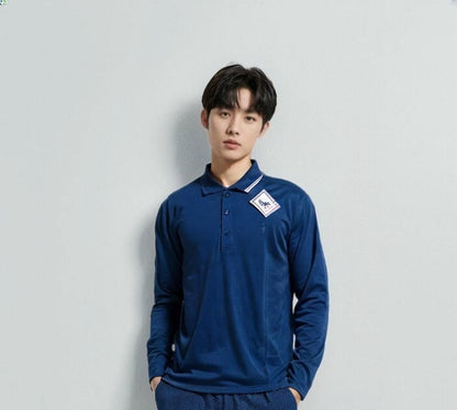 Men's Solid Color Polo Shirt - Polyester Material